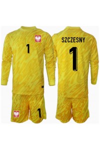 Fotbalové Dres Polsko Wojciech Szczesny #1 Brankářské Dětské Domácí Oblečení ME 2024 Dlouhý Rukáv (+ trenýrky)